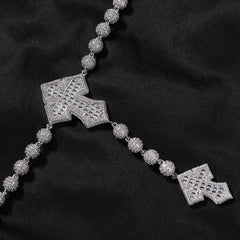 moissanite chain round bead cross necklace