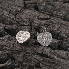 Hip-hop inlaid zircon heart-shaped earrings