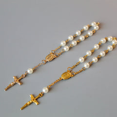 rosary pearl cross full moon blessing bracelet