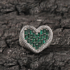 Hip-hop T-square heart-shaped zircon ring