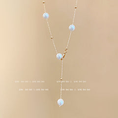 Titanium steel pearl clavicle necklace
