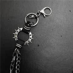 Exaggerated spiked retro trendy brand single loop pants chain