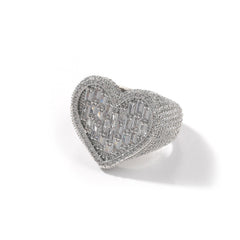 Hip-hop T-square heart-shaped zircon ring