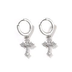 Hip-hop cubic zirconia cross earrings