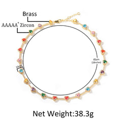 Hip-hop colorful heart-shaped adjustable bracelet and necklace