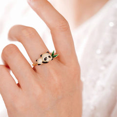 Cute panda bamboo ring girlfriends gift