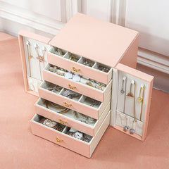 Multi-layer desktop household leather jewelry armoire