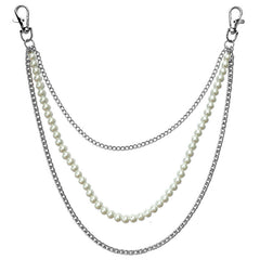 Metal pearl three-layer chain