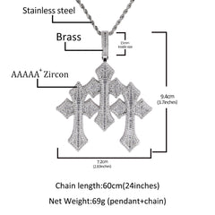Retro Cross Pendant Fashionable Copper Inlaid Zirconia Necklace