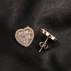 Hip-hop inlaid zircon heart-shaped earrings