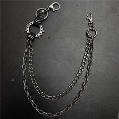 Exaggerated spiked retro trendy brand single loop pants chain