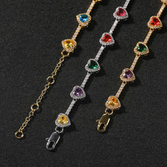 Hip-hop colorful heart-shaped adjustable bracelet and necklace