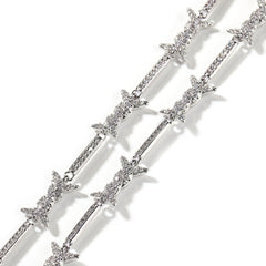 Hiphop zircon-encrusted barbed wire necklace