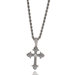 Hip-Hop Diamond-Encrusted Zircon Cross Necklace