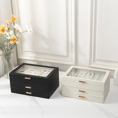 PU leather window multi-layer drawer-style jewelry box
