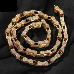 Hip Hop Rhinestone 5mm Bicycle Chain Necklace