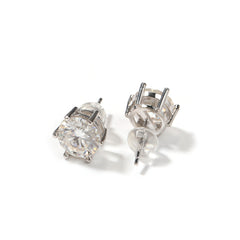 Hip-hop 925 silver moissanite six-prong earrings