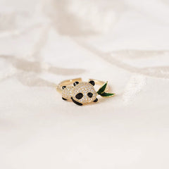 Cute panda bamboo ring girlfriends gift