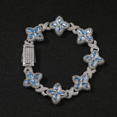 Hip-hop zircon colored infinite four-leaf clover bracelet