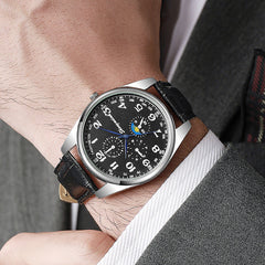 Leather strap quartz business watches