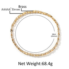 Hip Hop Rhinestone 5mm Bicycle Chain Necklace