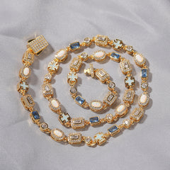 6mm blue colored gemstone bracelet with diamonds