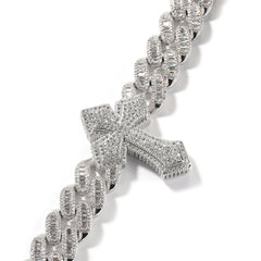 mens gold cross cuban link chain necklace