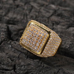 Hip-hop large square ring with zircon