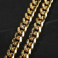 Hip-hop diamond-encrusted clasp smooth Cuban chain