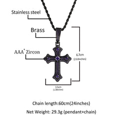 Hip-hop cross-shaped diamond Cubic Zirconia necklace
