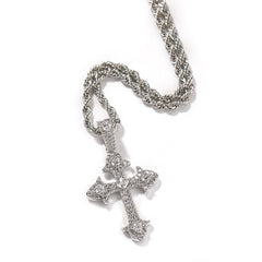 Hip-Hop Diamond-Encrusted Zircon Cross Necklace