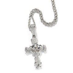 Hip-hop rose cross necklace with 5A zircon inlay