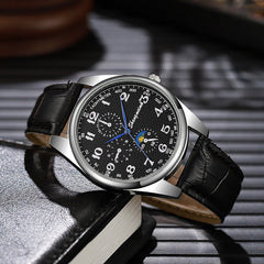 Leather strap quartz business watches