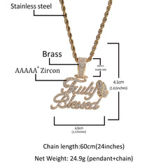 Truly Blessed Praying Hands Pendant Letter Necklace