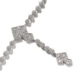 moissanite chain round bead cross necklace