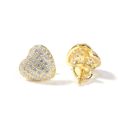 Hip Hop diamond-encrusted 925 silver stud earrings