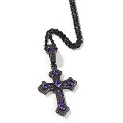 Hip-hop cross-shaped diamond Cubic Zirconia necklace