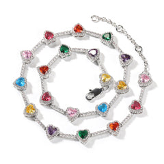 Hip-hop colorful heart-shaped adjustable bracelet and necklace