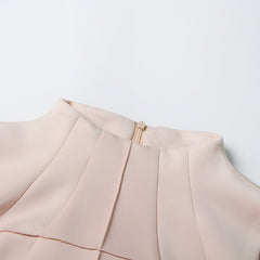 Pleated round neck sleeveless A dress with waist slimming long skirt