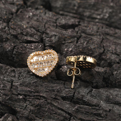 Hip-hop inlaid zircon heart-shaped earrings