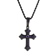Hip-hop cross-shaped diamond Cubic Zirconia necklace