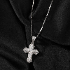 Gold-plated, diamond-encrusted mini cross necklace