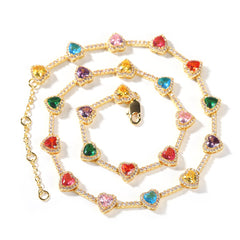 Hip-hop colorful heart-shaped adjustable bracelet and necklace