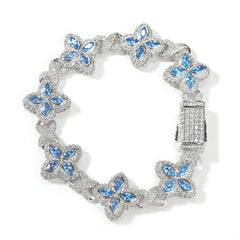 Hip-hop zircon colored infinite four-leaf clover bracelet