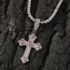 Hip-hop cross-shaped diamond Cubic Zirconia necklace