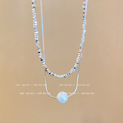 Titanium steel pearl clavicle necklace