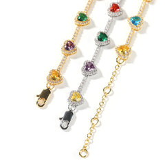 Hip-hop colorful heart-shaped adjustable bracelet and necklace