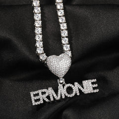Heart Button Zircon Hip Hop Necklace