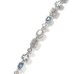 6mm blue colored gemstone bracelet with diamonds