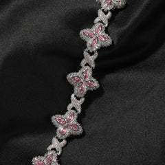 Hip-hop zircon colored infinite four-leaf clover bracelet